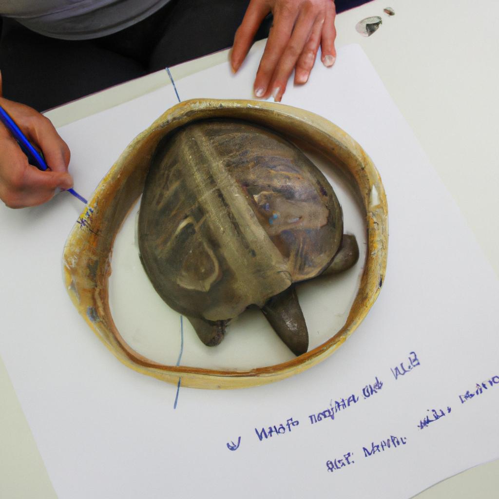 Person studying turtle digestive system